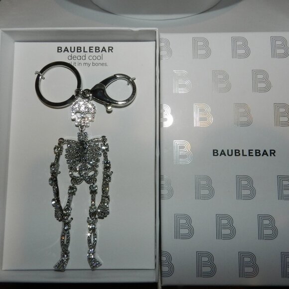 NIB - Baublebar Dead Cool Skeleton Rhinestone Bling Keychain Bag Charm Keyring - Picture 1 of 6